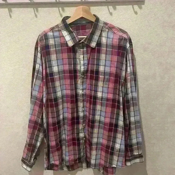 Tasso Elba Checked Button Down Long Sleeve Shirt XXL - Picture 1 of 4